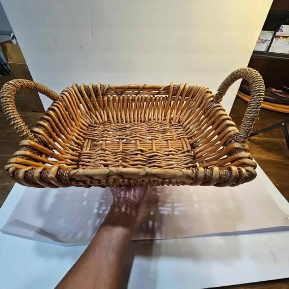 Vintage Wicker Basket with Handles